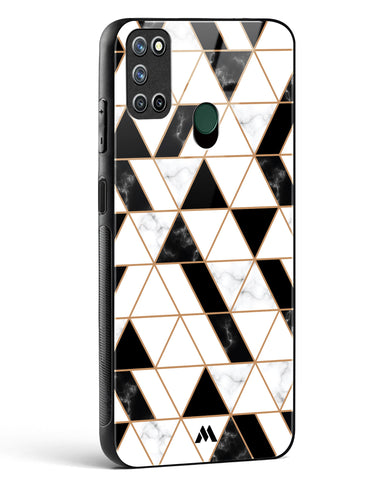 Black on White Patchwork Marble Glass Case Phone Cover-(Realme)