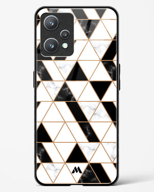 Black on White Patchwork Marble Glass Case Phone Cover (Realme)