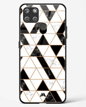 Black on White Patchwork Marble Glass Case Phone Cover-(Realme)