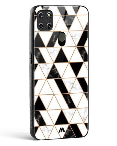 Black on White Patchwork Marble Glass Case Phone Cover (Realme)