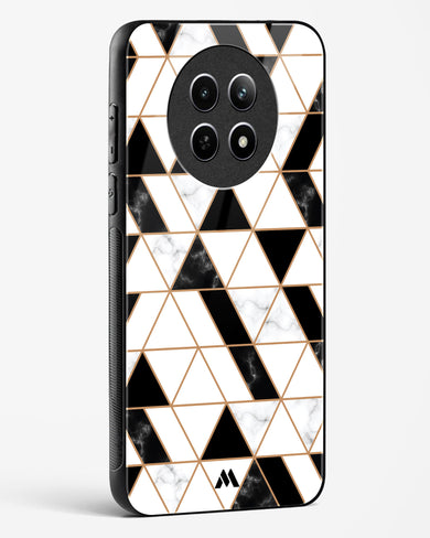 Black on White Patchwork Marble Glass Case Phone Cover (Realme)