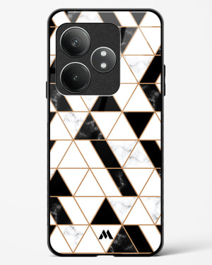 Black on White Patchwork Marble Glass Case Phone Cover (Realme)