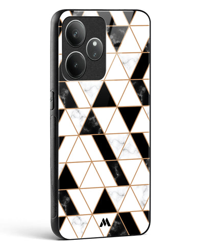 Black on White Patchwork Marble Glass Case Phone Cover (Realme)