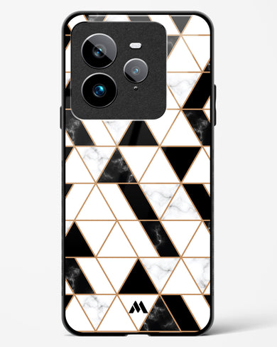 Black on White Patchwork Marble Glass Case Phone Cover (Realme)