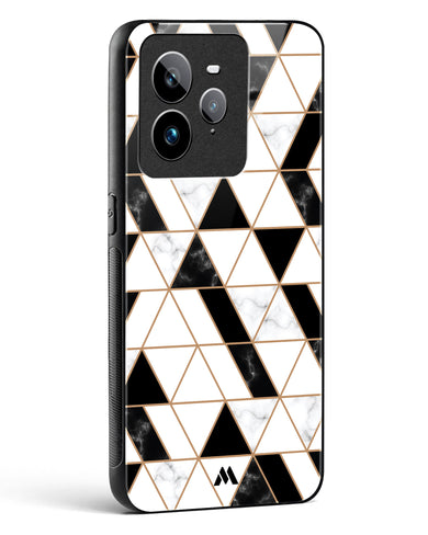 Black on White Patchwork Marble Glass Case Phone Cover (Realme)
