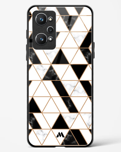 Black on White Patchwork Marble Glass Case Phone Cover (Realme)