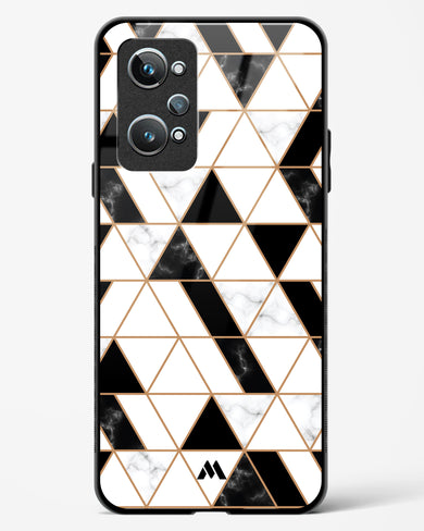 Black on White Patchwork Marble Glass Case Phone Cover (Realme)