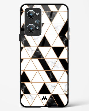 Black on White Patchwork Marble Glass Case Phone Cover (Realme)