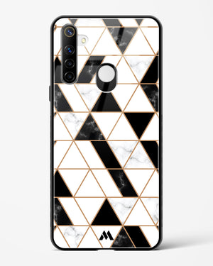 Black on White Patchwork Marble Glass Case Phone Cover-(Realme)