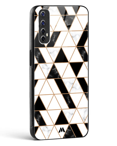 Black on White Patchwork Marble Glass Case Phone Cover-(Realme)