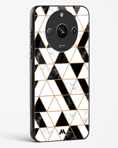 Black on White Patchwork Marble Glass Case Phone Cover-(Realme)