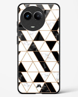 Black on White Patchwork Marble Glass Case Phone Cover (Realme)