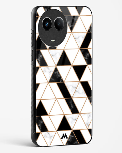 Black on White Patchwork Marble Glass Case Phone Cover (Realme)
