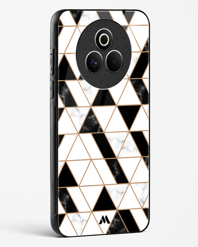 Black on White Patchwork Marble Glass Case Phone Cover (Realme)