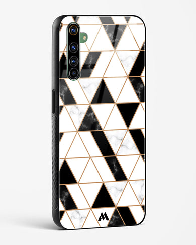 Black on White Patchwork Marble Glass Case Phone Cover-(Realme)