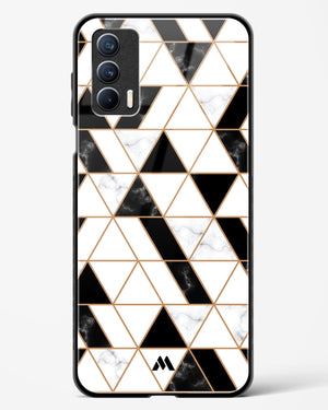 Black on White Patchwork Marble Glass Case Phone Cover-(Realme)