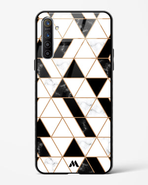 Black on White Patchwork Marble Glass Case Phone Cover-(Realme)