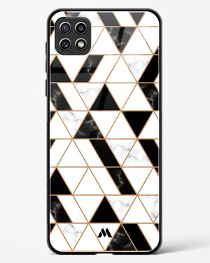 Black on White Patchwork Marble Glass Case Phone Cover-(Samsung)