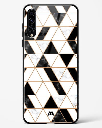 Black on White Patchwork Marble Glass Case Phone Cover-(Samsung)