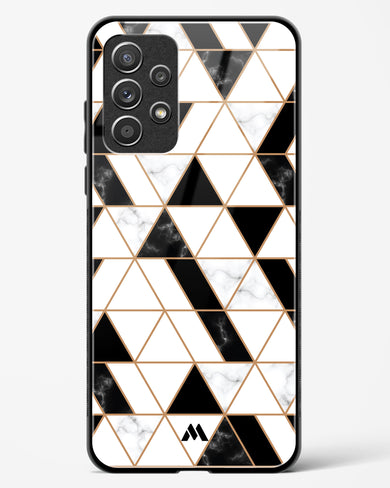 Black on White Patchwork Marble Glass Case Phone Cover (Samsung)