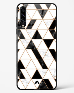 Black on White Patchwork Marble Glass Case Phone Cover (Samsung)