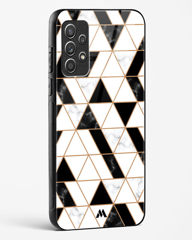 Black on White Patchwork Marble Glass Case Phone Cover-(Samsung)