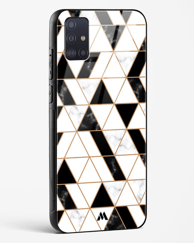 Black on White Patchwork Marble Glass Case Phone Cover (Samsung)