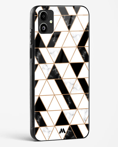 Black on White Patchwork Marble Glass Case Phone Cover-(Samsung)