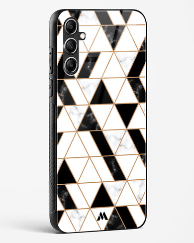 Black on White Patchwork Marble Glass Case Phone Cover (Samsung)