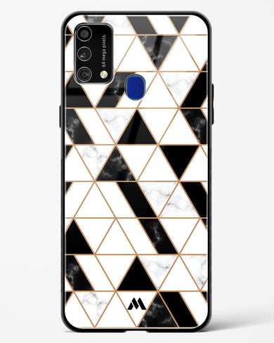 Black on White Patchwork Marble Glass Case Phone Cover-(Samsung)