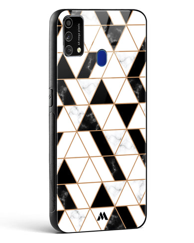 Black on White Patchwork Marble Glass Case Phone Cover-(Samsung)