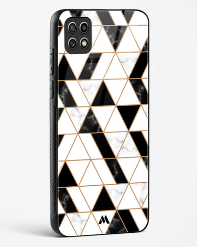 Black on White Patchwork Marble Glass Case Phone Cover (Samsung)
