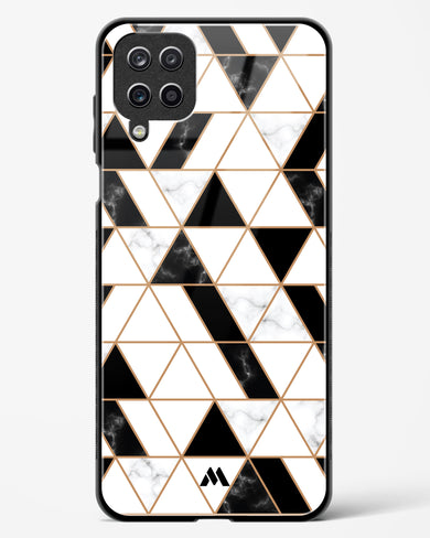 Black on White Patchwork Marble Glass Case Phone Cover (Samsung)