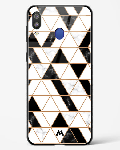 Black on White Patchwork Marble Glass Case Phone Cover-(Samsung)