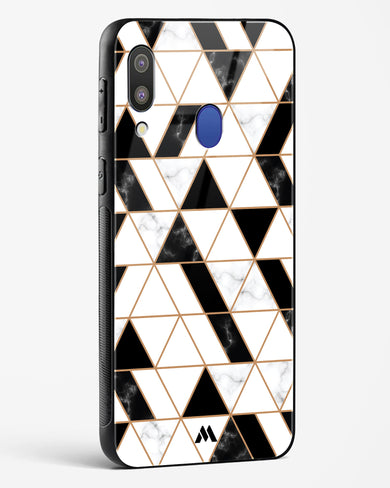 Black on White Patchwork Marble Glass Case Phone Cover-(Samsung)