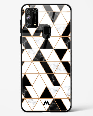 Black on White Patchwork Marble Glass Case Phone Cover (Samsung)