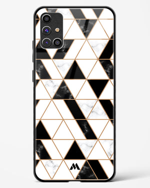 Black on White Patchwork Marble Glass Case Phone Cover-(Samsung)