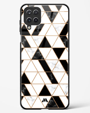 Black on White Patchwork Marble Glass Case Phone Cover (Samsung)