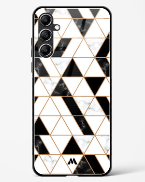 Black on White Patchwork Marble Glass Case Phone Cover (Samsung)