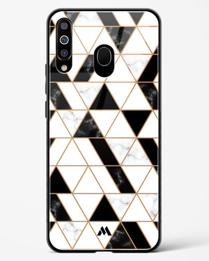 Black on White Patchwork Marble Glass Case Phone Cover-(Samsung)