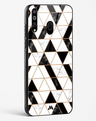 Black on White Patchwork Marble Glass Case Phone Cover-(Samsung)