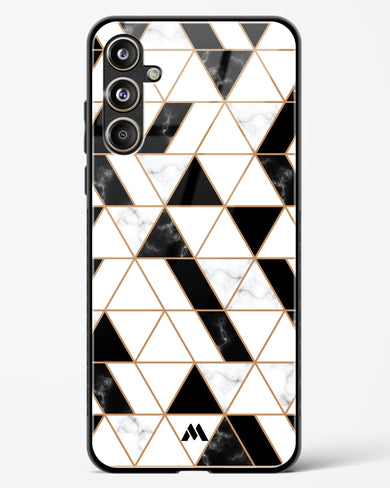 Black on White Patchwork Marble Glass Case Phone Cover (Samsung)