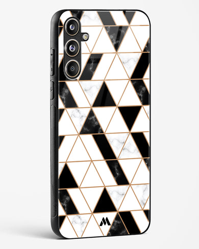 Black on White Patchwork Marble Glass Case Phone Cover (Samsung)