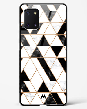 Black on White Patchwork Marble Glass Case Phone Cover (Samsung)