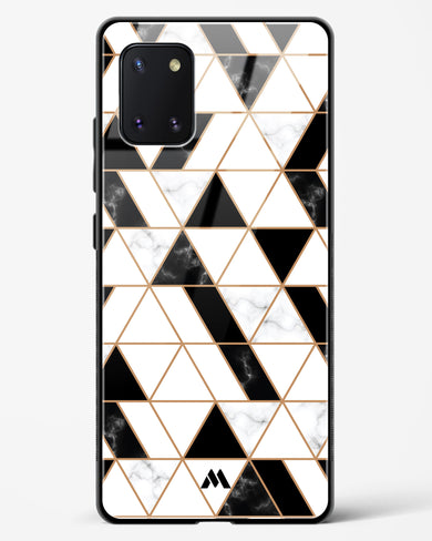 Black on White Patchwork Marble Glass Case Phone Cover-(Samsung)