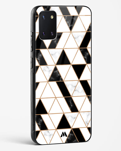 Black on White Patchwork Marble Glass Case Phone Cover-(Samsung)