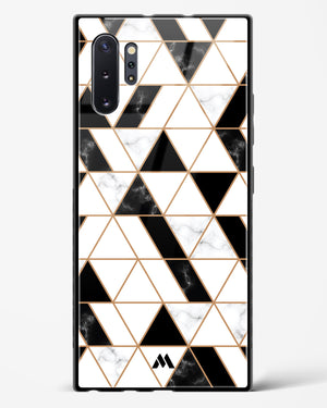Black on White Patchwork Marble Glass Case Phone Cover (Samsung)