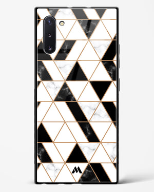 Black on White Patchwork Marble Glass Case Phone Cover (Samsung)
