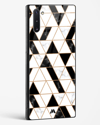 Black on White Patchwork Marble Glass Case Phone Cover-(Samsung)