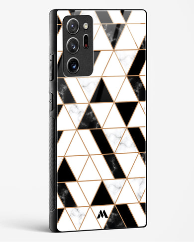 Black on White Patchwork Marble Glass Case Phone Cover-(Samsung)